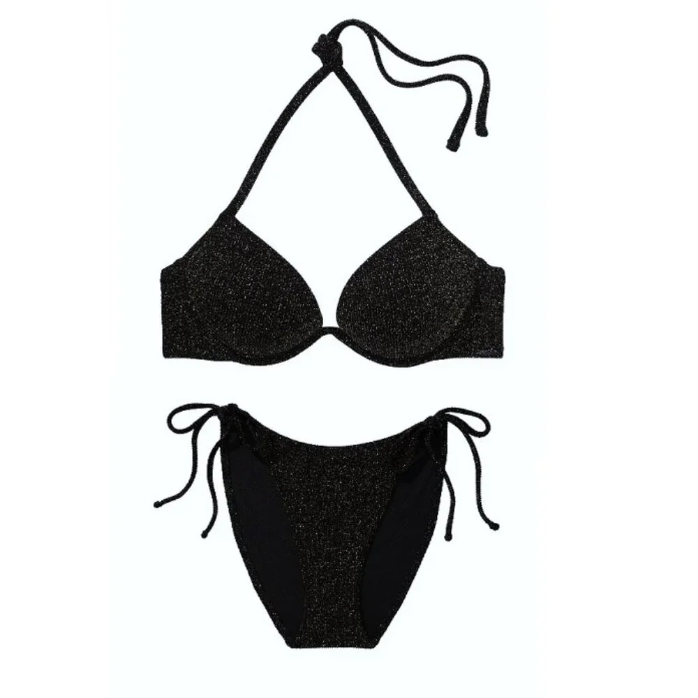 38DD/XL VICTORIA SECRET PINK Swim Super Push-Up Top Bikini Set +2cup (L-DD/XL)